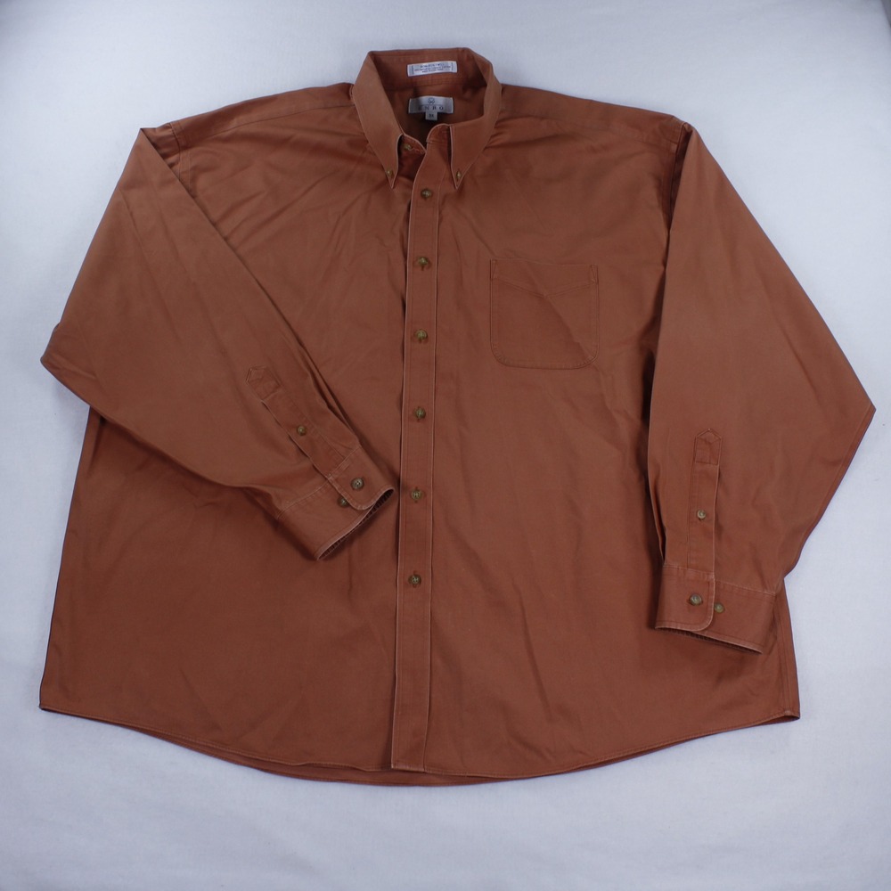 ENRO Non-Iron Twill Dress Shirt Men's Size 3X Burnt Orange Rust Combed Cotton